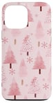 iPhone 13 Pro Max Pink Christmas Tree Snowflakes Pattern Cozy Holiday Xmas Case