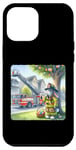 Coque pour iPhone 15 Pro Max Lapin pompier sauvant les friandises de Pâques de l'arbre Échelle