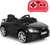 Audi TT RS Voiture Electrique Enfants Klaxon Musique Phare LED Pousser pour Enfants Double Porte Télécommande Noir