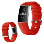 Fitbit Charge 4 / 3 timanttikuvioinen kellonauha - Punainen Koko: L Red