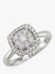 E.W Adams 18ct White Gold Diamond Cushion Cluster Engagement Ring, White Gold