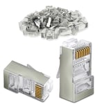 Waytex 37113 Connecteurs RJ45 Cat6 blindé Fiche RJ45 à Sertir pour Câble Réseau, Lot de 100 Connecteurs