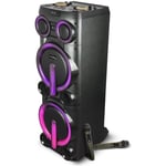 Ibiza - MEGA enceinte Sono Amplifiée 1000W Karaoke BOMBMASTER 2x10" Bluetooth USB Micro SD - 2 Micros sans fil