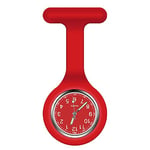 Vicloon Montre à Gousset D'infirmière, Infirmière Montre Broche en Silicone avec Broche pour Infirmières et à Tout Autre Professionnel de la Santé Rouge