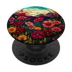 Champ de fleurs colorées dans un style mosaïque PopSockets PopGrip Interchangeable