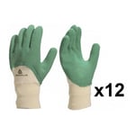 Delta Plus - 12 paires de gants latex crêpés vert LA500 Taille: 9