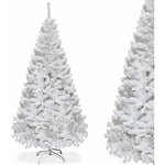 Sapin de Noël Blanc 150/180/210/240cm, Arbre de Noël avec Socle en Métal Idéal pour Maison/Bureau/Magasin(Hauteur 180cm, 650 Branches) - Relax4life