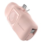 Wozinsky Mini USB-C Powerbank med USB-C & Apple Watch-laddare 5000mAh - Rosa