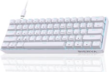 Clavier Gamer Mécanique 60% Câblé Avec Interrupteur Marron,Dk61Se Clavier Gaming Rétroéclairage Bleu Glacier,Type-C Mechanical Keyboard Compact 61 Touches Anti-Ghosting-Us Layout,Blanc