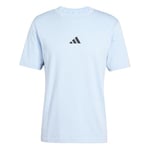 adidas Men's Essential Three Stripes Single Jersey TEE, Glow Blue/Black, XS