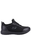 Skechers Wide Fit Squad Slip Resistant Trainer - Black, Black, Size 7, Women