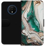 OnePlus 7T Musta Lompakkokotelo Grön / Guld marmor