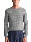 GANT Mens Cable C Neck Evening Blue Sweater Grey Melange L