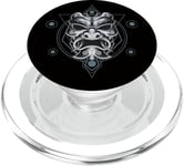 Oni Mask Japanese Devil Yokai Demon Sacred Geometry Graphic PopSockets PopGrip for MagSafe