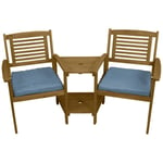 Banc Adirondack Marron pour 2 Personnes avec Chaises Siamoises & Table en Bois d'Acacias Terrasse Jardin Balcon - Aménagement Extérieur - Profiter de