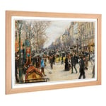 Big Box Art Framed Print of Jean-Francois Raffaelli On The Grand Boulevard Design | Wall Art Picture| Home Decor for Kitchen, Living Room, Bedroom, Hallway, Oak, A2 / 24.5x18 Inch / 62x45cm