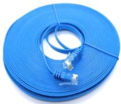 15m FLAT CAT6 Internet Ethernet LAN Patch Cable Low Profile GIGABIT RJ45 Blue