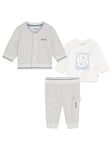 Boss Newborn Baby Boys Gift Boxed Tracksuit & T-Shirt Set - Light Grey