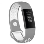 Fitbit Charge 3 ontto kaksisävyinen silikooni muovinen kellon vaihto ranneke - Valkoinen/ Hramaa Monivärinen