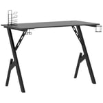 Helloshop26 - Bureau table poste de travail meuble d'ordinateur informatique étude de jeu avec pieds en forme de y 110 x 60 x 75 cm noir