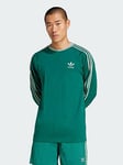 adidas Originals Adicolor Classics 3-Stripes Long Sleeve Tee, Green, Size 2Xl, Men