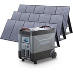 Station d'alimentation portable R4000 générateur solaire 3600Wh LiFePO4 batterie ca 4000W,charge rapide commande vocale,avec 3 panneau solaire 400W