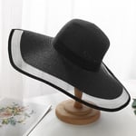 Dam Floppy Hatt Vikbar Halm Solhatt Sommarhatt Elegant Mesh Reshatt Bred Brätte Huvudbonad UV-skydd Strandhatt Festhatt