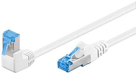 goobay Câble patch CAT 6A haute vitesse avec fiche 90 degrés Ethernet Playstation, Xbox, DSL, PimF, fiche RJ45, blanc, 2 m 51565