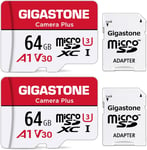 Lot de 2 Cartes Micro SD 64 Go avec 2 adaptateurs SD + 2 Mini-étuis,Camera Plus,Enregistrement vidéo 4K,Haute Vitesse 95 Mo/s,Compatible avec Nintendo Switch,MicroSDxC UHS-I A1 V30 U3.[Y307]