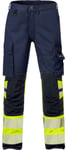 Fristads Høy synlighet Stretch bukser dame cl 1 2708 PLU Hi-Vis Gul / Marineblå 40