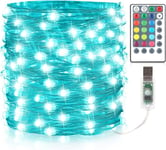 33Ft 100 led Fairy Lights 16 väriä 8 tilaa USB-liitin string