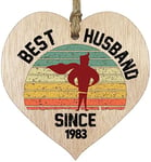 41st Wedding Anniversary Wooden Heart Plaque - Best Husband Since 1983 - Light Wood Sign Keepsake, Celebrate Anniversary Wife Husband Partner, Forty-First Anniversary Plaque with Quotes Gifts