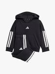 adidas 3-Stripes Fleece Hood Jog Sett Infant - Unisex - Sort - 92