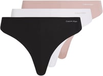 Calvin Klein Women's 3 Pack Thong (Mid-rise) 000qd5219e Thongs, Multicolour (Black/White/Subdued), XL