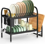 MOKANI 2 Tier Dish Drying Rack, Anti-Rust Dish Drainer Rack with Drip Tray, Rack