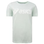 Asics Sport Performance Womens Light Green T-Shirt - Blue Cotton - Size Large