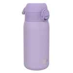 Ion8 Gourde Enfant, Inox 400ml, Anti-Fuite, Facile à Ouvrir, Verrouillage Sécurisé, Lavable au Lave-Vaisselle, Poignée de Transport, Facile à Nettoyer, Durable, Acier Inoxydable, Violet Clair