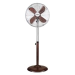 Bastilipo - Ventilateur à pied rond 50 W, acier inoxydable, 3 vitesses, chocolat