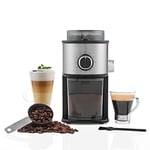 Salter EK5030 Caffé Coffee Grinder, Electric Burr Machine For Coffee Beans, 14 Adjustable Levels Coarse to Fine, Makes 2-12 Cups, 120g Container, Dual Wheel Grinding System, Stainless Steel, Black