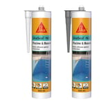 SIKA - Mastic Silicone spécial Joint pour Piscine - Resistant au Chlore - 1x Cartouche Blanc - 300ml + 1x Cartouche Gris - 300ml