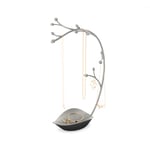 Umbra Orchid Jewelry Hanging Tree Stand - Multi-Functional Necklace Holder Display Organizer Rack With a Ring Dish Tray, Gun Metal, 15"L x 5.5"W x 9"H