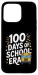 Coque pour iPhone 15 Pro Max 100 Days of School Era Graphique bus scolaire vintage