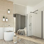 CABINE DE DOUCHE PAROI PARE FIXE 90x140CM 2 PAROIS WALK IN VERRE TRANSPARENT 8MM