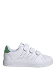 adidas Kids' Advantage Riptape Trainers, White/Green