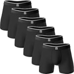 Giovici Mens Boxers Bamboo Anti Chafing Soft Comfortable Boxer Briefs Longer Leg - Boxer Shorts Multipack - Moisture Wicking Technology (6 Pack, Black, 3XL)