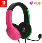 Gaming Lvl40 Stereo Casque avec Mic pour Nintendo Switch - Pc, Ipad, Mac, laptop Compatible - Noise Cancelling Microphone, Lightweight, Soft Compourt On Ear Headphones, 3.5 Mm Jack - Pink & Vert