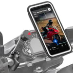 Shapeheart innovation française, Support téléphone moto magnétique Pro avec bras articulé et pochette imperméable détachable, absorbe les vibrations. Porte téléphone pour guidon moto, scooter