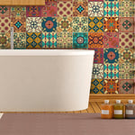 16 Stickers adhésifs carrelages | Sticker Autocollant Carreaux de ciment - Mosaïque carrelage mural salle de bain et cuisine | Carreaux de ciment adhésif mural - azulejos - 10 x 10 cm - 16 pièces