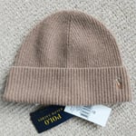 Genuine RALPH LAUREN Light Brown Heather 80% Wool HAT BEANIE Tags 449891261003