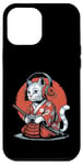 Coque pour iPhone 12 Pro Max Japon Kawaii Cat Samurai Casque Casque Manette de Jeu Vidéo